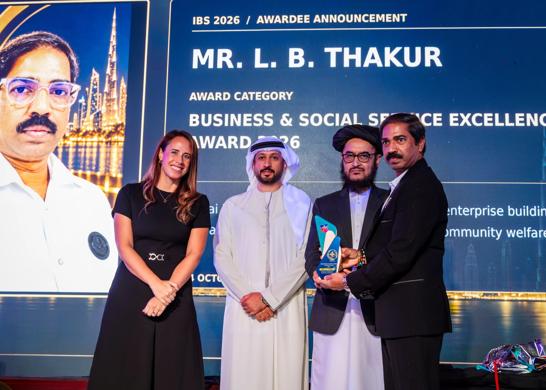 Mr. L. B. Thakur · Award presentation at IBS Dubai 2026