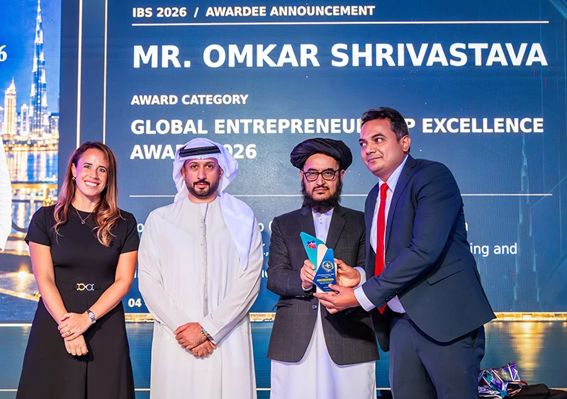 Mr. Omkar Shrivastava · Award presentation at IBS Dubai 2026