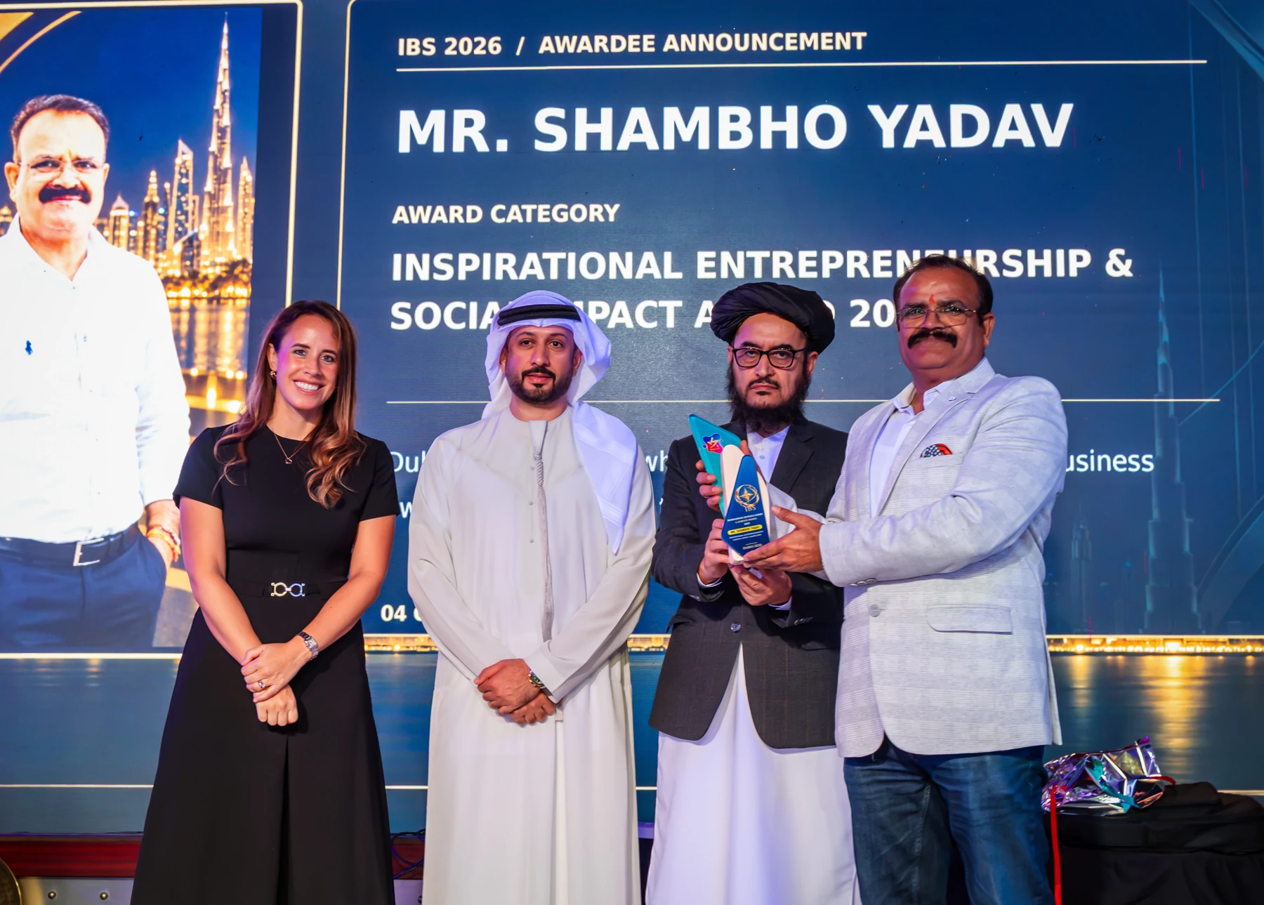Mr. Shambho Yadav · Award presentation at IBS Dubai 2026