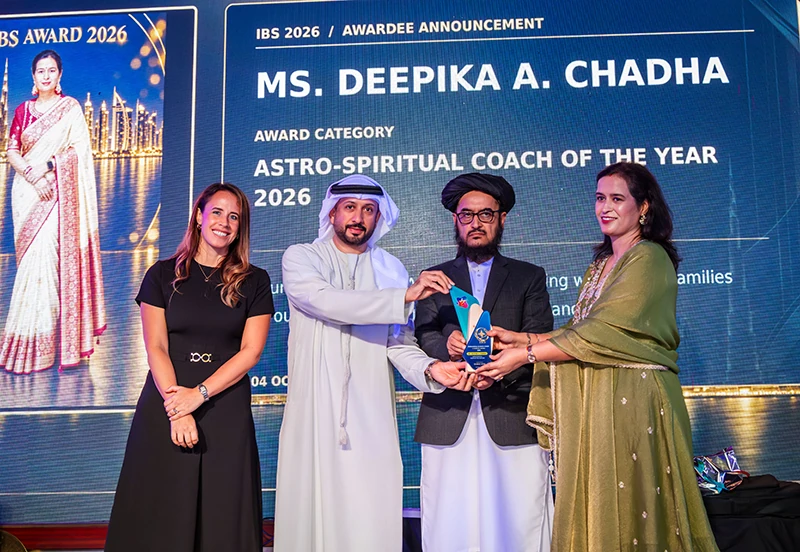 Ms. Deepika A. Chadha · Award presentation at IBS Dubai 2026