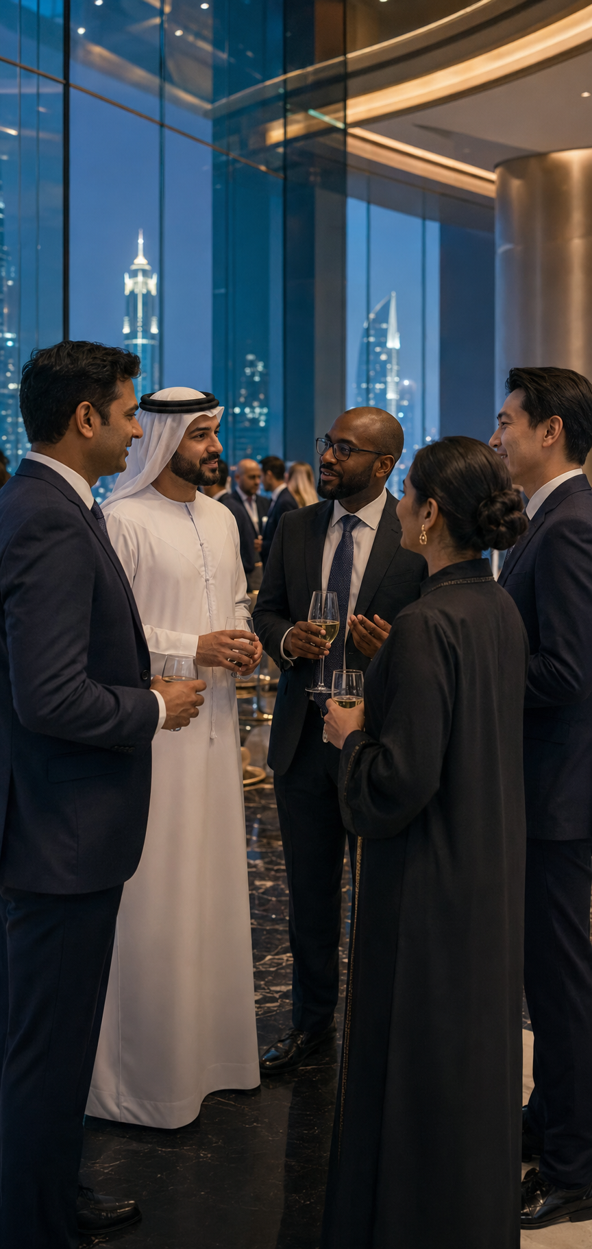 International business leaders networking in Dubai