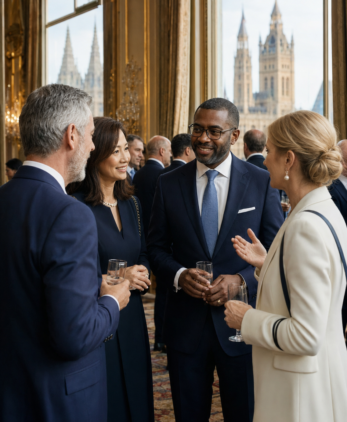 International business leaders networking in London